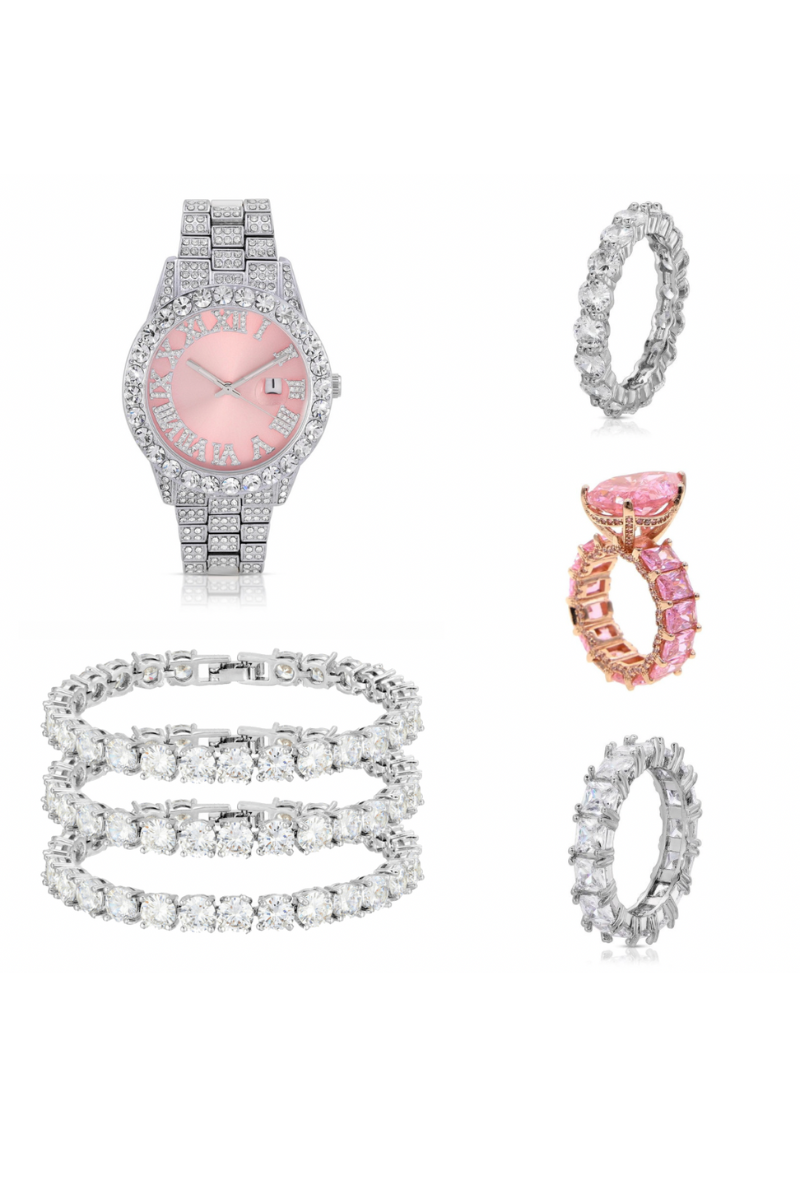 Sweet Ice Jewelry Pink Diamond Effect Set