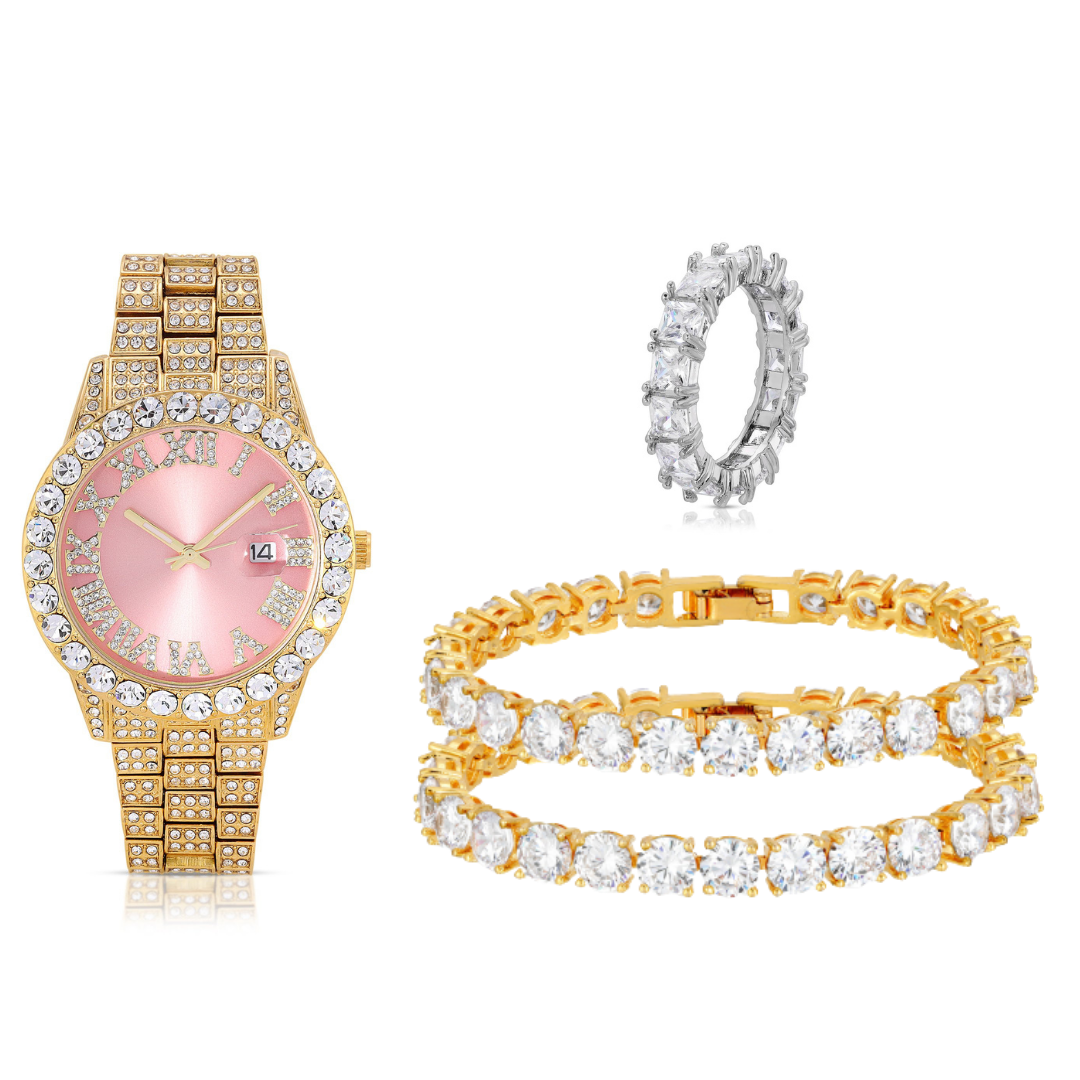 Sweet Gold Watch & Gold Diamond Set