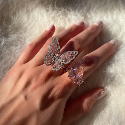 Sweet Ice Pink Butterfly Ring