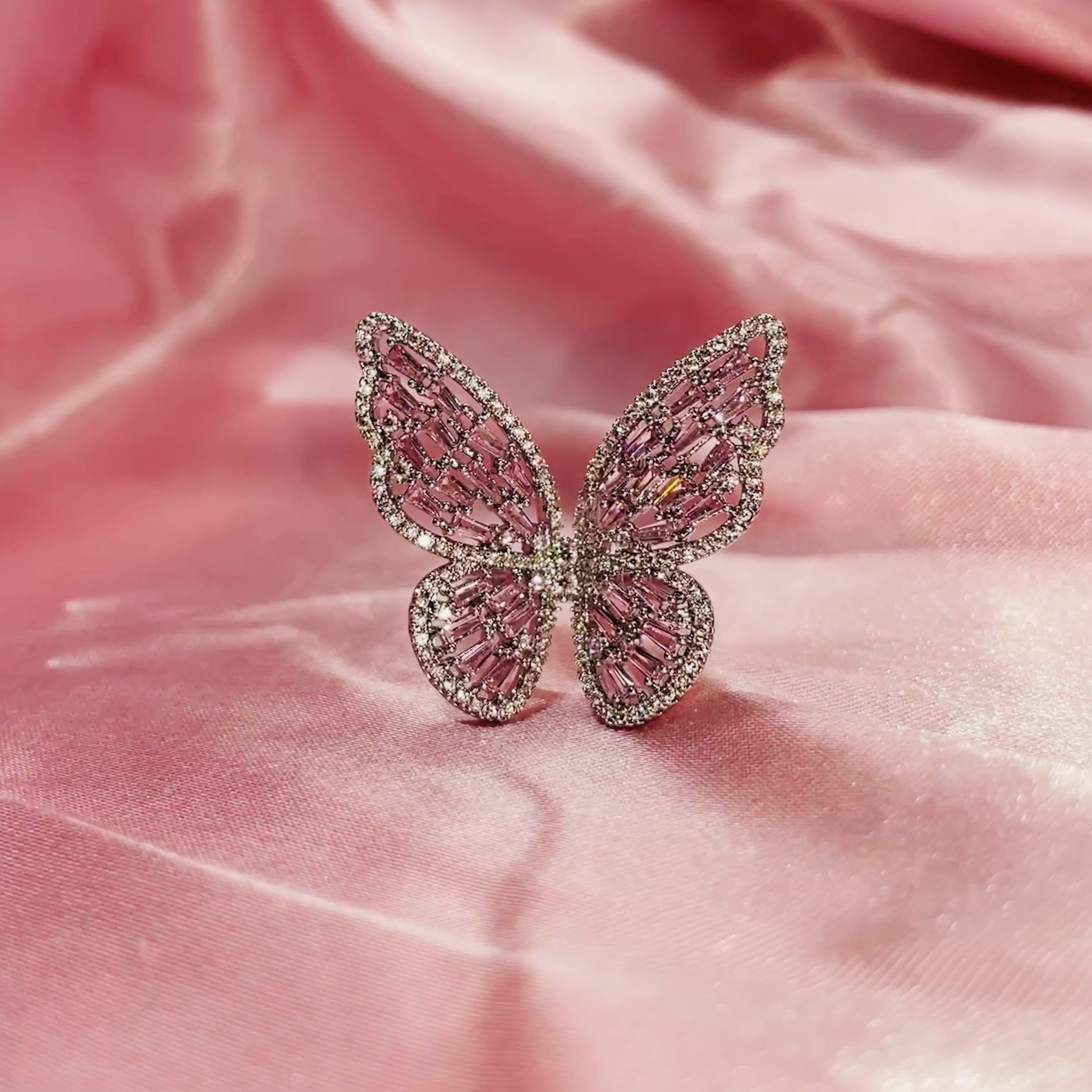 Sweet Ice Pink Butterfly Ring