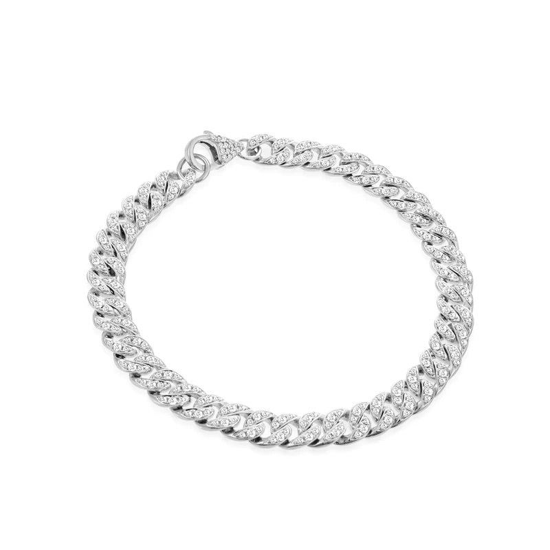 Silver Cuban Ice Anklet