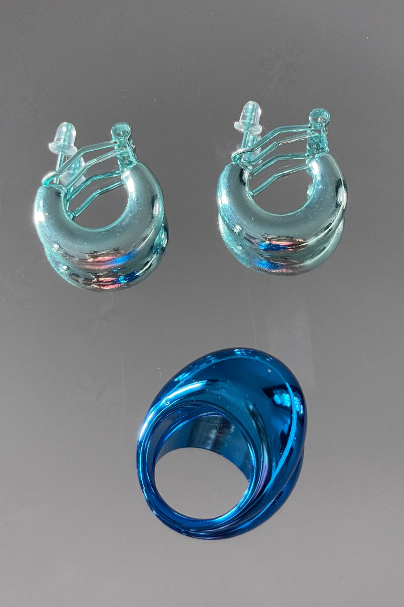 Chrome Ring and Earring Sets