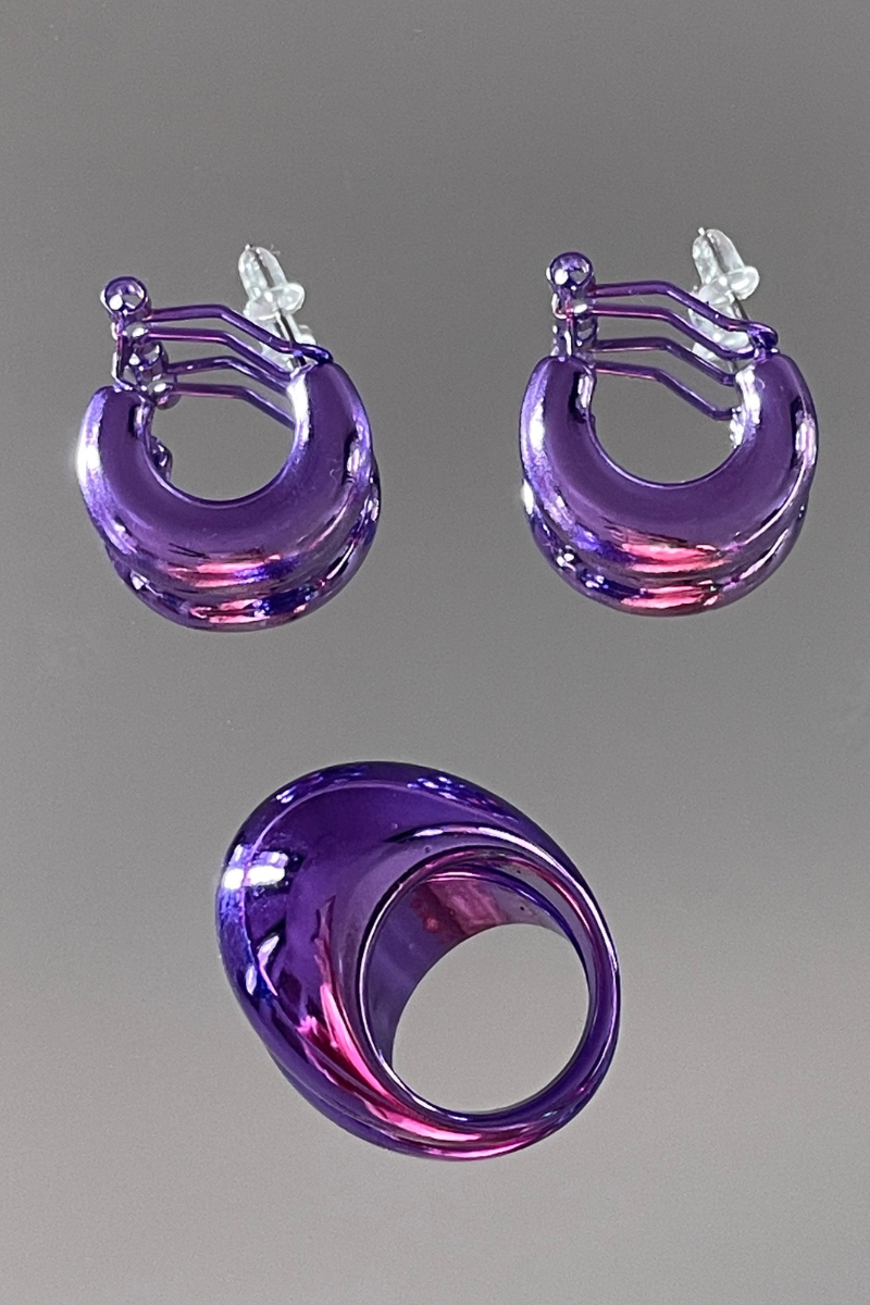 Chrome Ring and Earring Sets