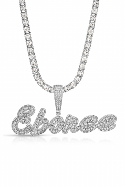 Diamond Silver Cursive Custom